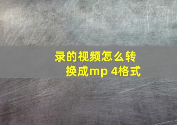 录的视频怎么转换成mp 4格式